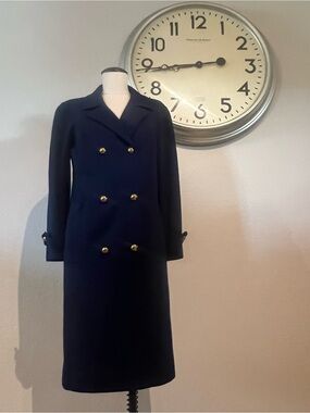 Vintage Navy Double-Breasted Long Sleeve Dress with Gold Buttons
